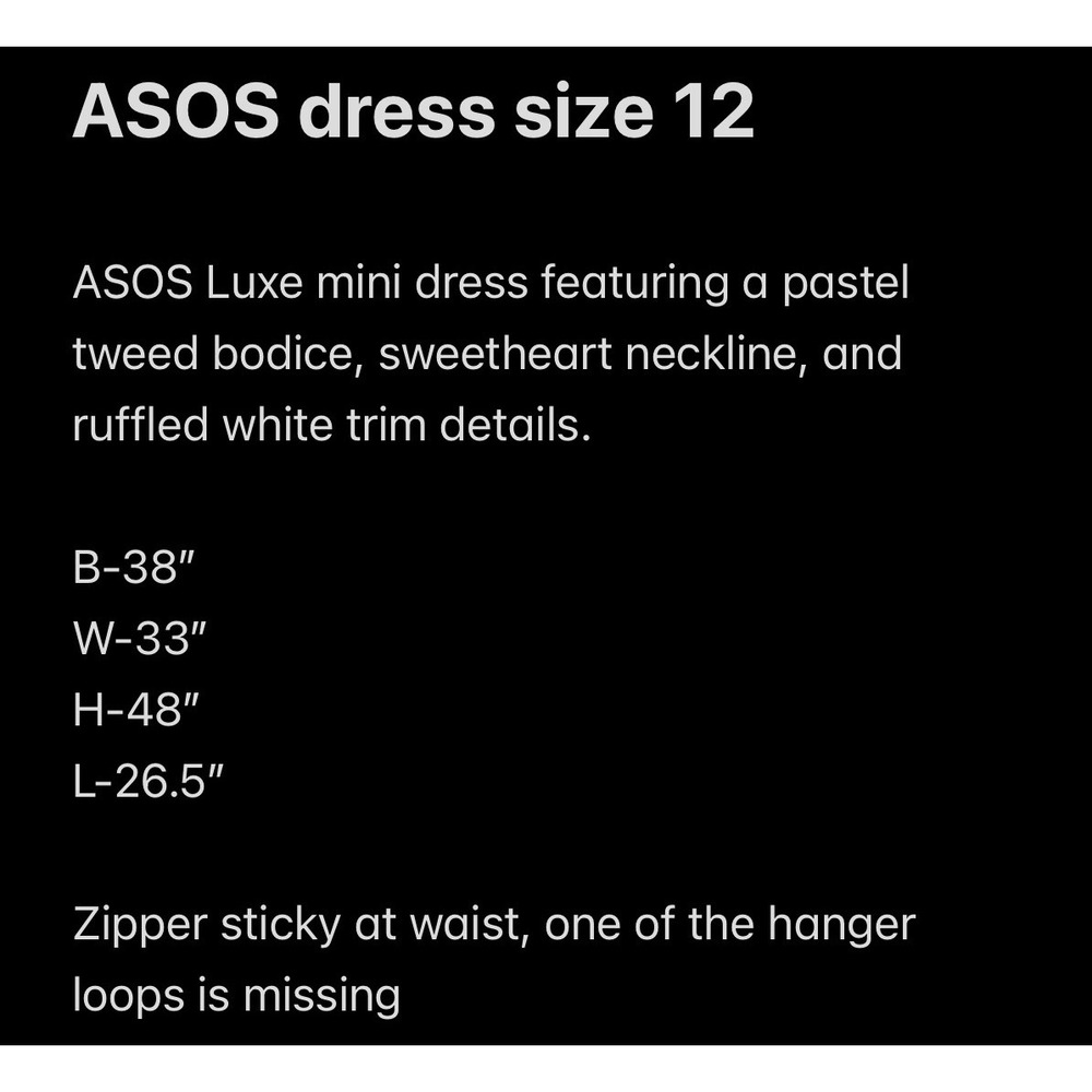 ASOS Luxe Pastel Tweed Ruffle Coquette Mini Dress B38 W33 H48 L26.5 Size 12 - Picture 8 of 12